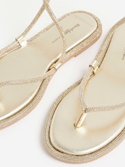 River Island Gold Embellished Twist Flat Sandals - Image 4 of 5