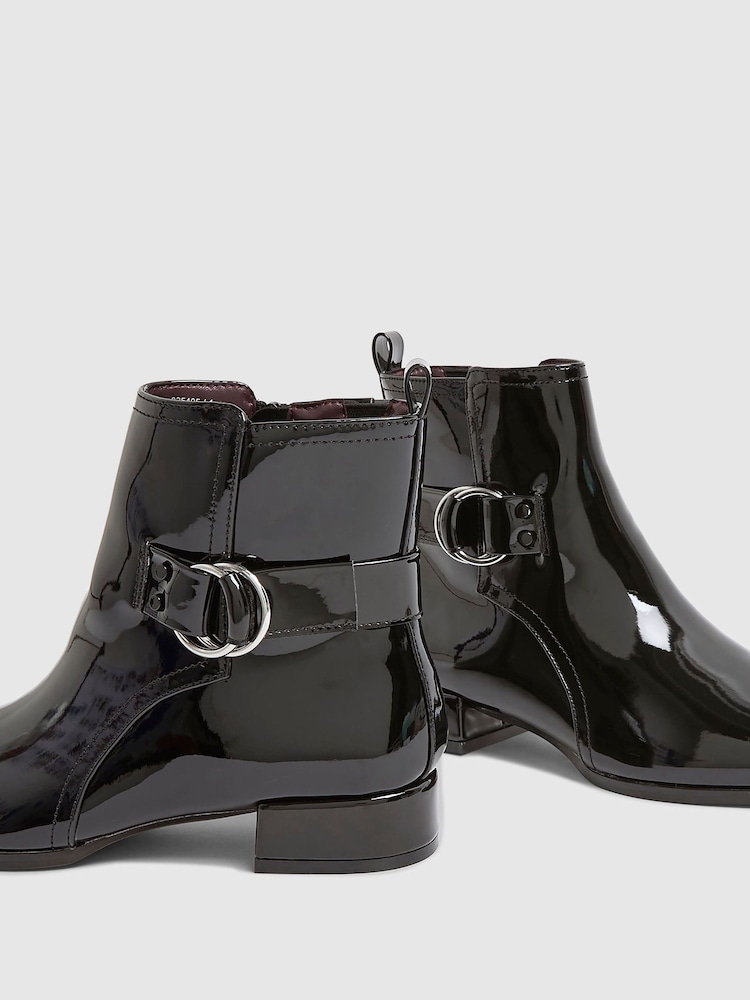 River Island Black Patent Buckle Boots River Island Womens Chelsea