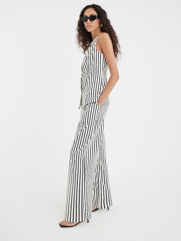 River Island Cream Stripe Wide Leg Trousers - Image 2 of 4