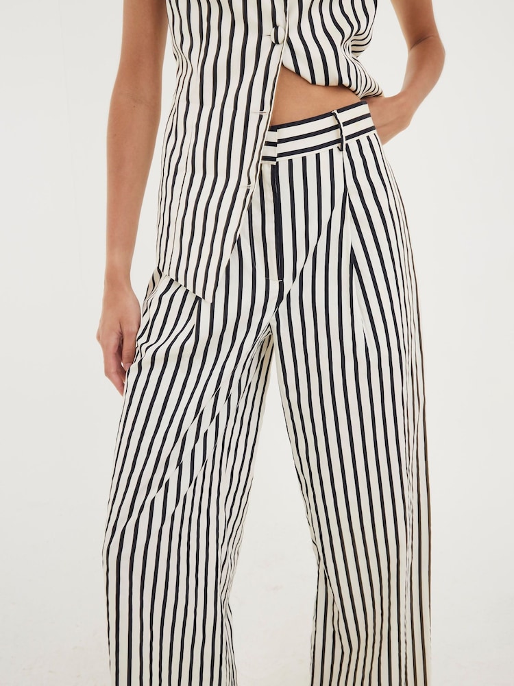 River Island Cream Stripe Wide Leg Trousers - Image 4 of 4