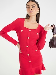 River Island Red Peplum Dress - Image 4 of 4