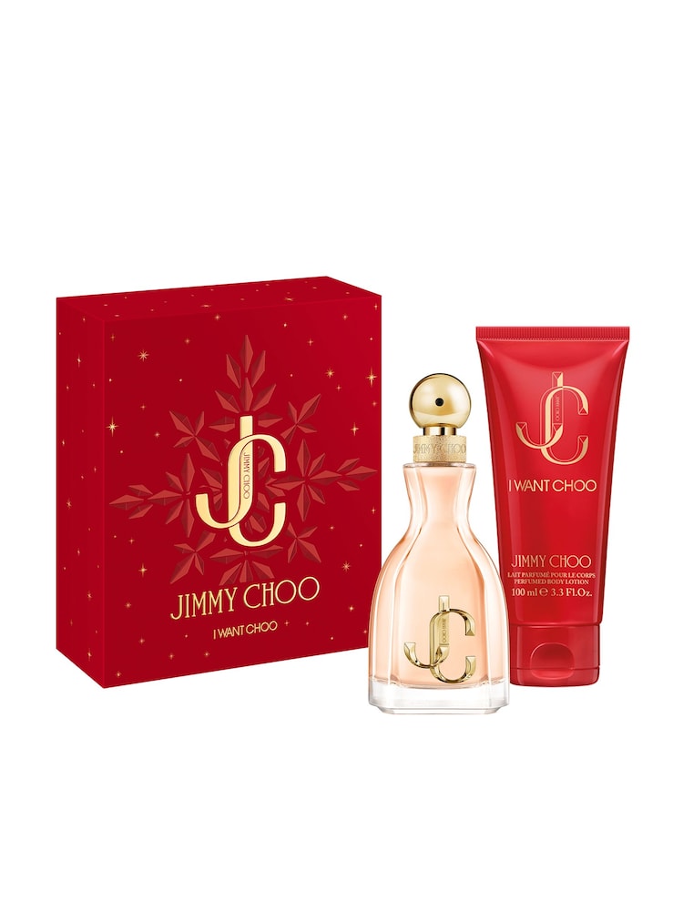 Jimmy Choo I Want Choo Eau de Parfum 60ml & Body Lotion 100ml Gift Set - Image 1 of 4 Jimmy Choo I Want Choo Eau de Parfum 60ml & Body Lotion 100ml Gift Set - Image 1 of 4