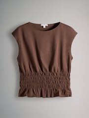 The Set Black/White/Brown 3 Pack Shirred Grown On Sleeve T-Shirts - Image 3 of 6