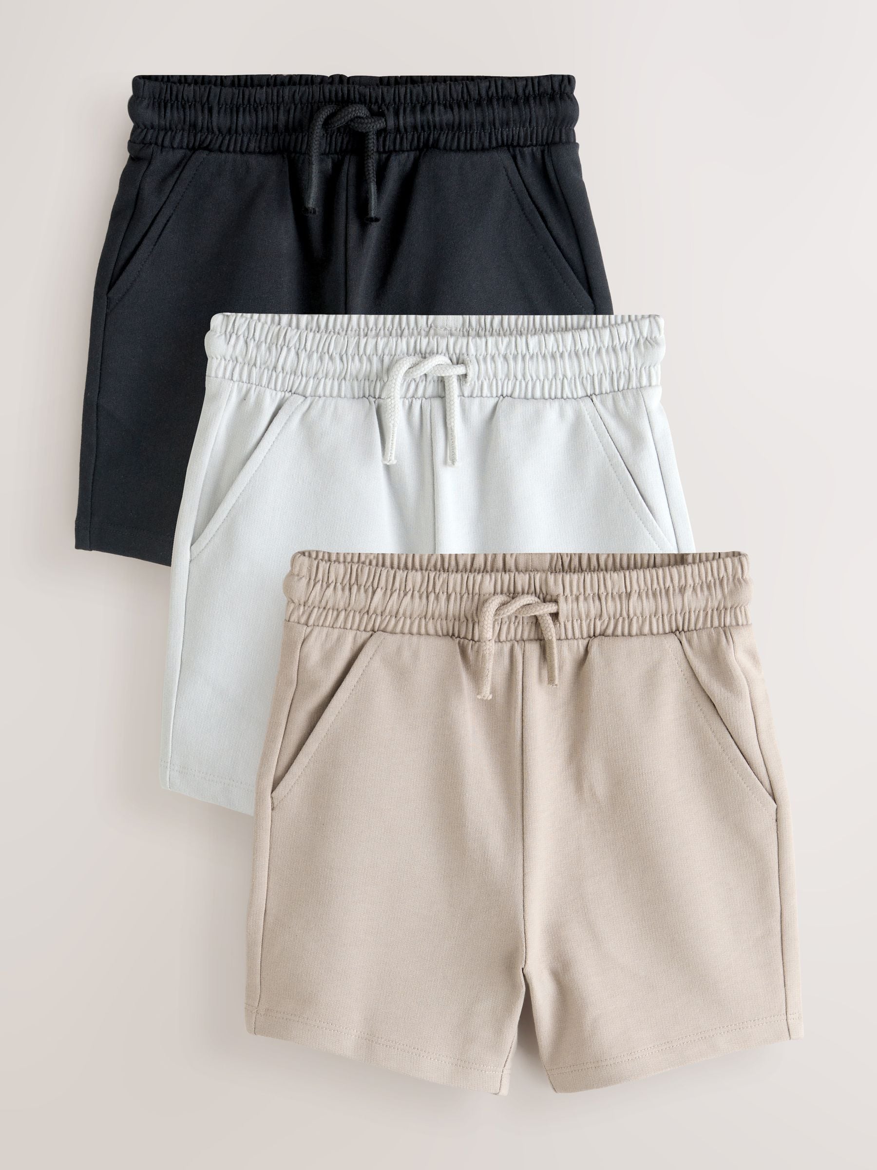 Buy Black/Cement/ Grey Jersey Shorts 3 Pack (3mths-7yrs) from Next USA