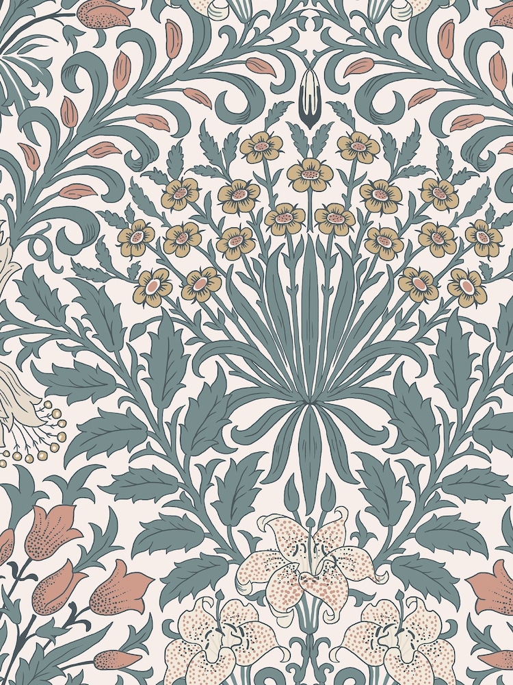William Morris At Home Dusty Blue Garden 10M Wallpaper - Image 2 of 4