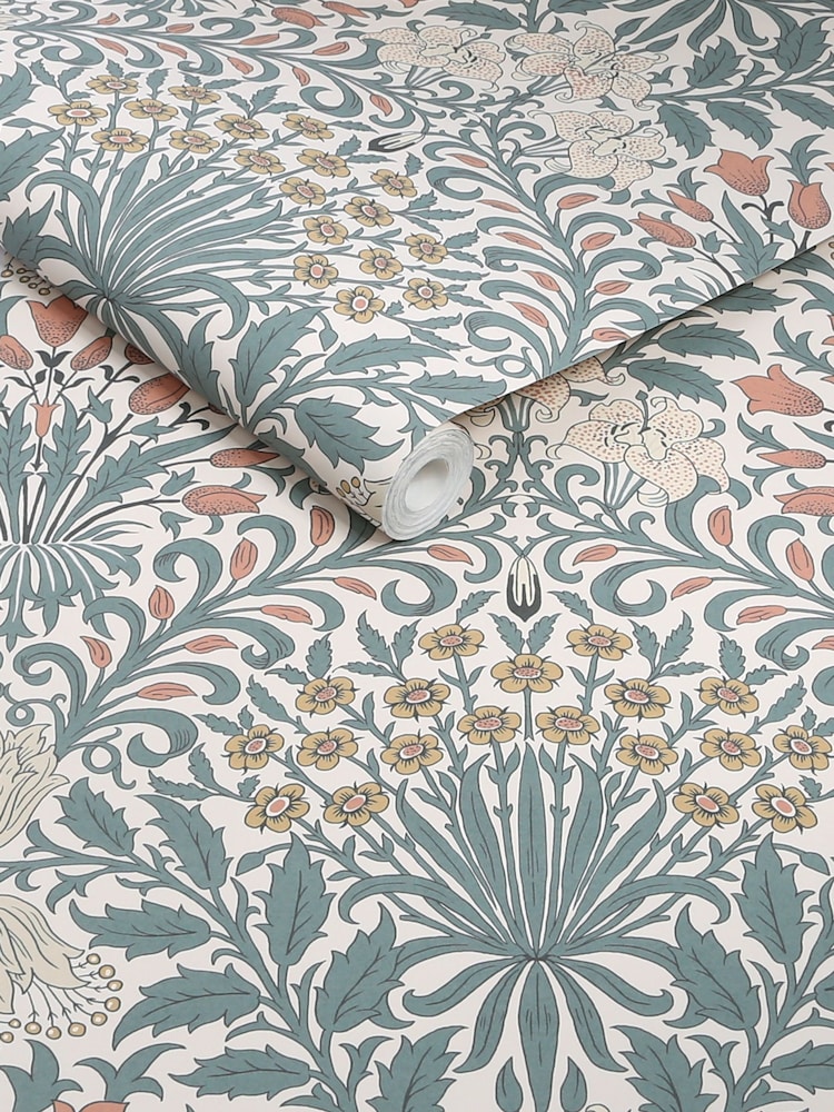 William Morris At Home Dusty Blue Garden 10M Wallpaper - Image 4 of 4 William Morris At Home Dusty Blue Garden 10M Wallpaper - Image 4 of 4