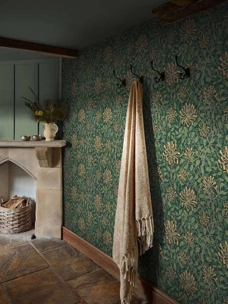 William Morris At Home Verde Honeysuckle 10M Wallpaper - Image 1 of 4