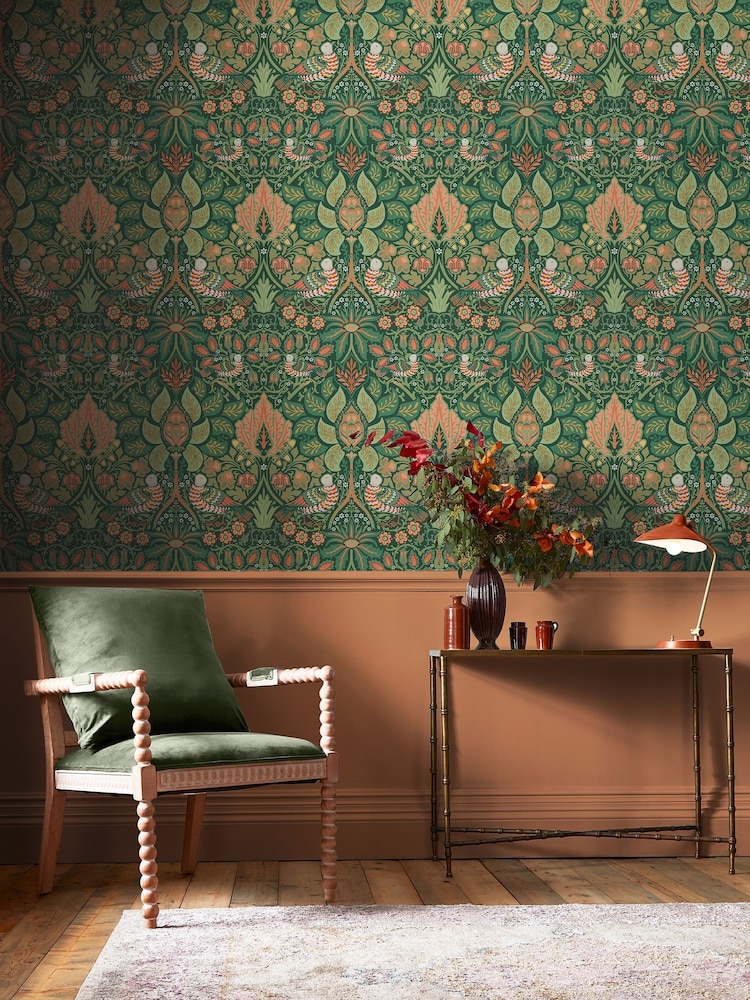 William Morris At Home Woodland Dove and Rose 10M Wallpaper - Image 1 of 5