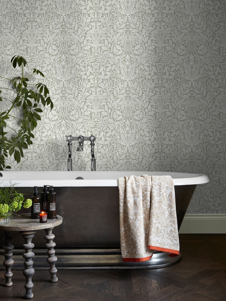 William Morris At Home Sage Acorn 10M Wallpaper - Image 1 of 4
