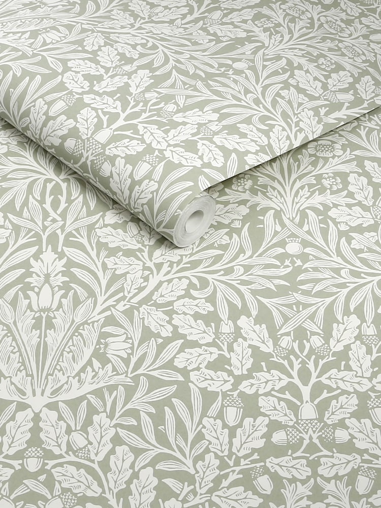 William Morris At Home Sage Acorn 10M Wallpaper - Image 4 of 4 William Morris At Home Sage Acorn 10M Wallpaper - Image 4 of 4