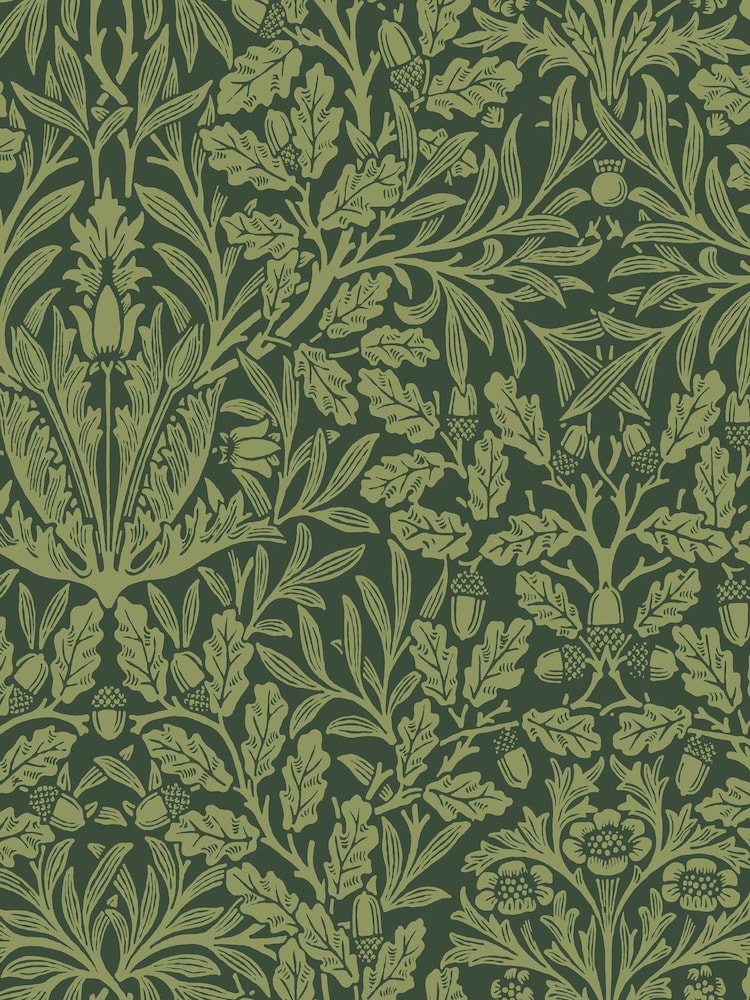 William Morris At Home Garden Green Acorn 10M Wallpaper - Image 2 of 4