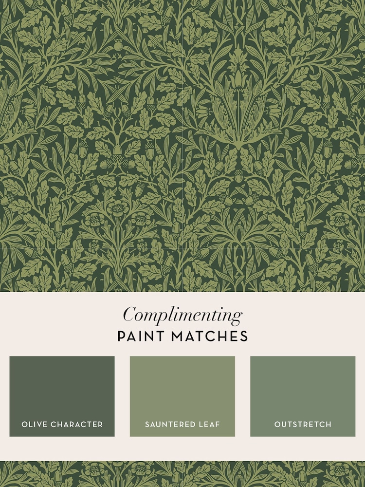 William Morris At Home Garden Green Acorn 10M Wallpaper - Image 4 of 4