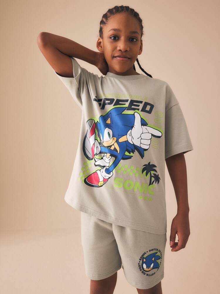 石色 - 索尼克T恤和短裤套装（3-16岁） - 图片2 / 8