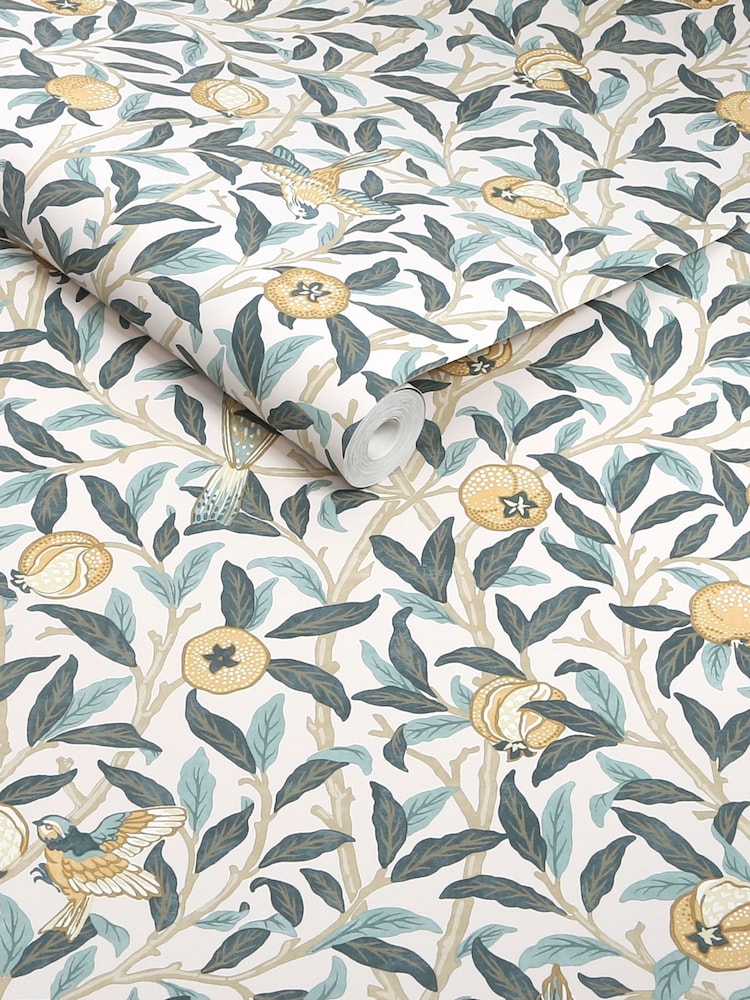 William Morris At Home Cloudy Blue Bird and Pomegranate 10M Wallpaper - Image 4 of 4