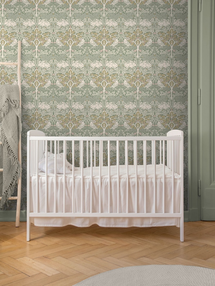 William Morris At Home Sage Brother Rabbit 10M Wallpaper - Image 1 of 5