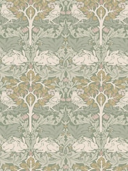 William Morris At Home Sage Brother Rabbit 10M Wallpaper - Image 3 of 5