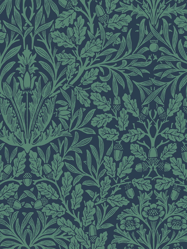 William Morris At Home Heritage Blue Acorn 10M Wallpaper - Image 2 of 4