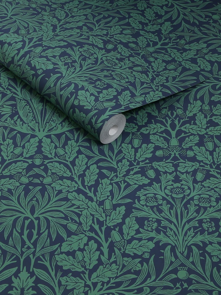 William Morris At Home Heritage Blue Acorn 10M Wallpaper - Image 4 of 4