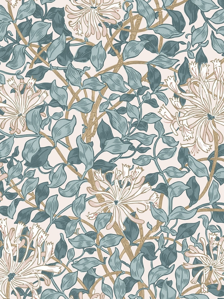 William Morris At Home Dusk Blue Honeysuckle 10M Wallpaper - Image 2 of 4