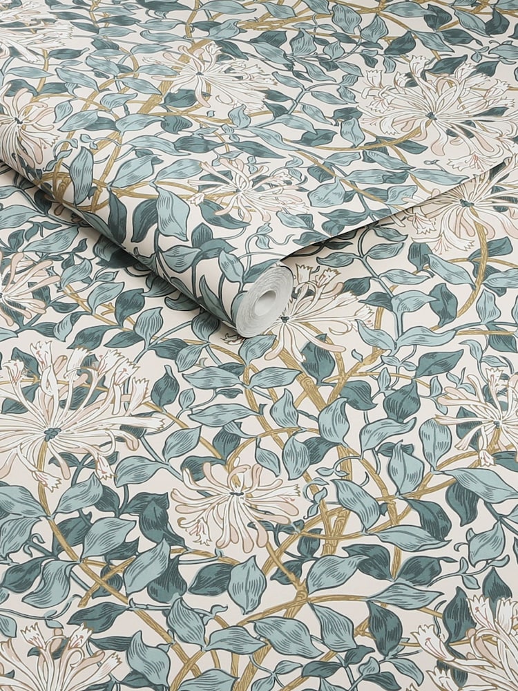 William Morris At Home Dusk Blue Honeysuckle 10M Wallpaper - Image 4 of 4