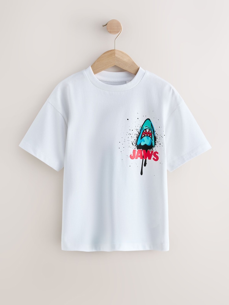 Alb Back Imprimeu - Jaws T-Shirt (3-16yrs) - Imaginea 1 din 4