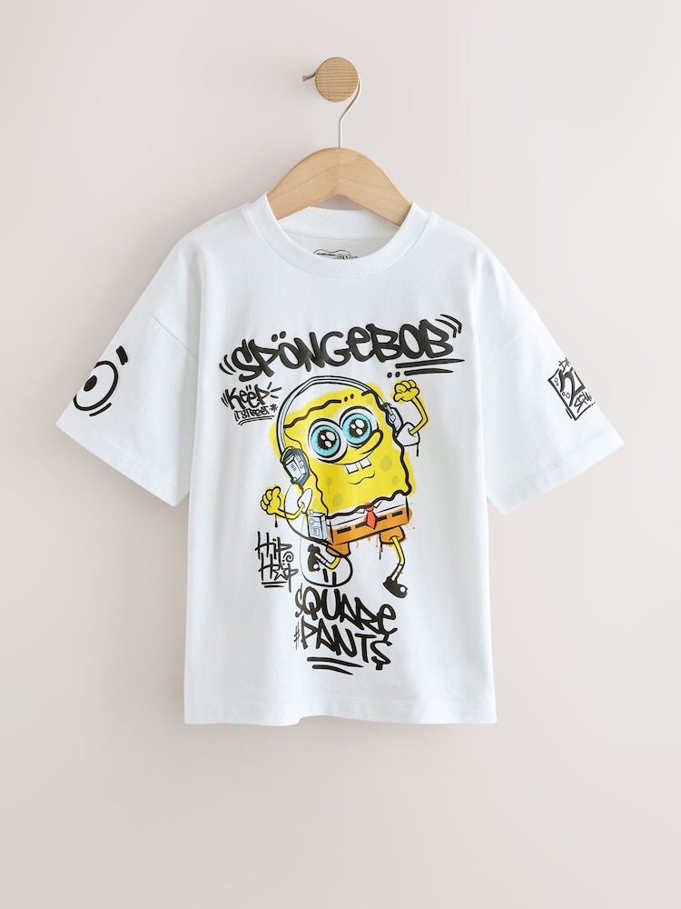 White Graffiti Spongebob T-Shirt (3-16yrs) - Image 1 of 4