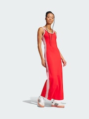 adidas Originals Red Adicolor 3-Stripes Tank Maxi Dress - Image 1 of 5