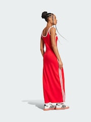 adidas Originals Red Adicolor 3-Stripes Tank Maxi Dress - Image 2 of 5