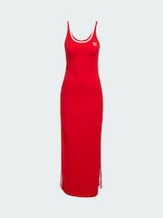 adidas Originals Red Adicolor 3-Stripes Tank Maxi Dress - Image 5 of 5