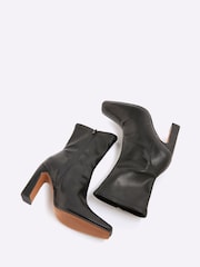 River Island Black Wide Fit Square Heel Stretch Boots - Image 4 of 6