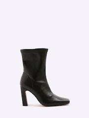 River Island Black Wide Fit Square Heel Stretch Boots - Image 5 of 6