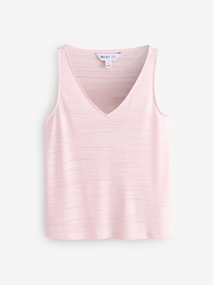 Pink Sleeveless V-Neck Vest - Image 1 of 1 Pink Sleeveless V-Neck Vest - Image 1 of 1