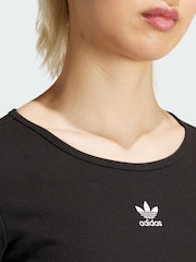 adidas Originals Black Essentials Ribbed Crop Long Sleeve Long Sleeve Top - Image 3 of 4