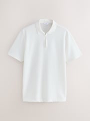 Ecru White Textured Smart Zip Neck Polo Shirt - Image 5 of 7