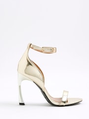 River Island Gold Wide Fit Banana Heel Sandals - Image 2 of 6