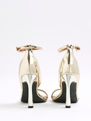 River Island Gold Wide Fit Banana Heel Sandals - Image 4 of 6