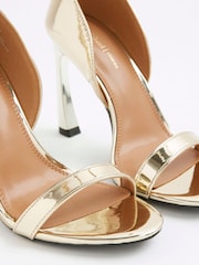 River Island Gold Wide Fit Banana Heel Sandals - Image 5 of 6