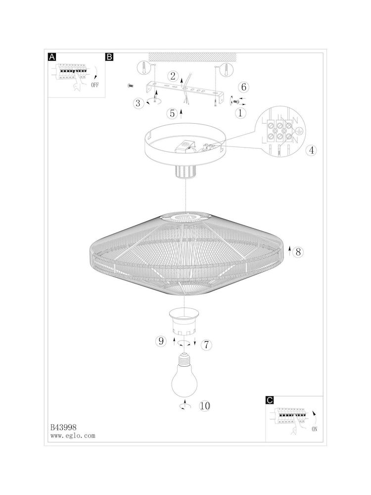 Eglo Black Midsumer Timeless Fabric Ceiling Light - Image 5 of 5