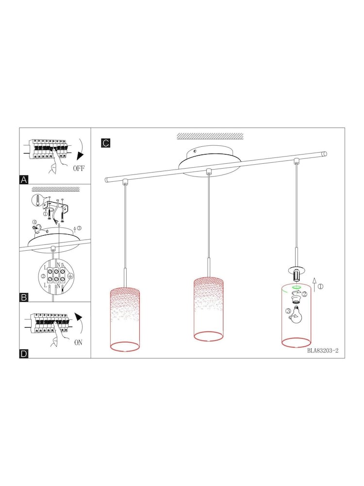 Eglo White Troy 3 Glass And 3 Ceiling Pendant Lights - Image 5 of 5 Eglo White Troy 3 Glass And 3 Ceiling Pendant Lights - Image 5 of 5