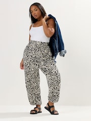 Yours Curve Black Abstract Print Trousers - Image 2 of 5