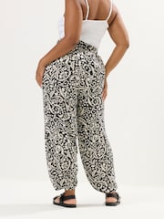 Yours Curve Black Abstract Print Trousers - Image 3 of 5