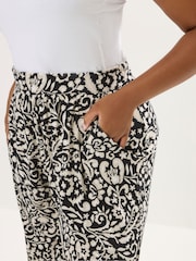 Yours Curve Black Abstract Print Trousers - Image 4 of 5