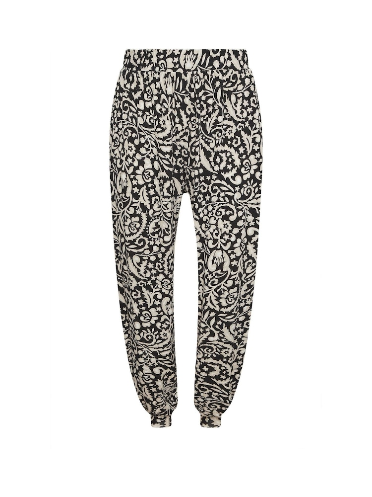 Yours Curve Black Abstract Print Trousers - Image 5 of 5