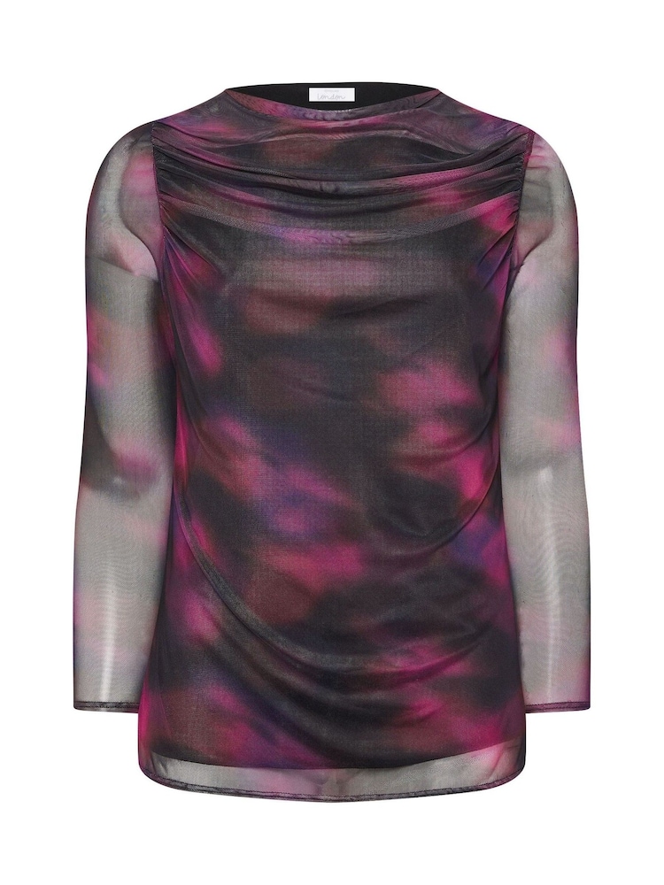 Yours Curve Purple London Blurred Cowl Mesh Top - Image 5 of 5