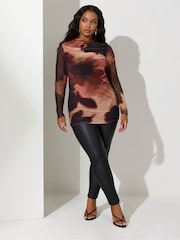 Yours Curve Natural London Blurred Cowl Mesh Top - Image 2 of 5