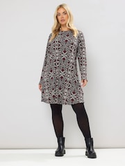 Yours Curve Brown Printed Ribbed Tunic - Image 2 of 5