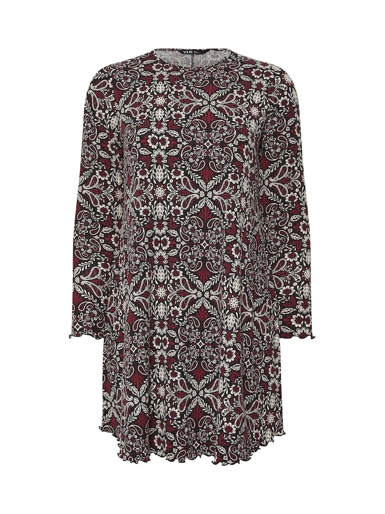 Yours Curve Brown Printed Ribbed Tunic - Image 5 of 5 Yours Curve Brown Printed Ribbed Tunic - Image 5 of 5