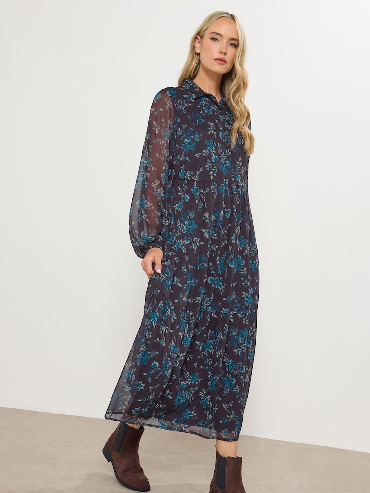 Long Tall Sally Purple Floral Print Midaxi Chiffon Dress - Image 2 of 5