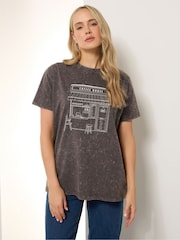 Long Tall Sally Grey Acid Wash Coffee T-Shirt - Image 1 of 7
