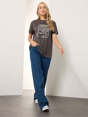 Long Tall Sally Grey Acid Wash Coffee T-Shirt - Image 2 of 7